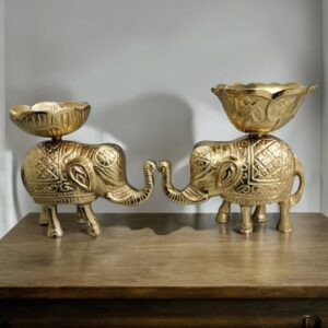 Metal Elephant with Dry Fruit/Tealight Holder (9 inch)