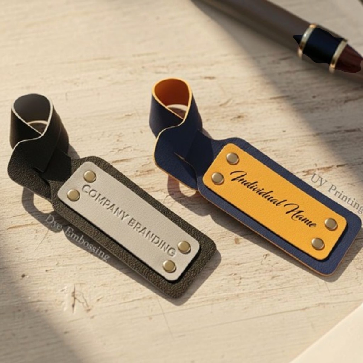 Luggage Tag with Strip - Vegan Leather