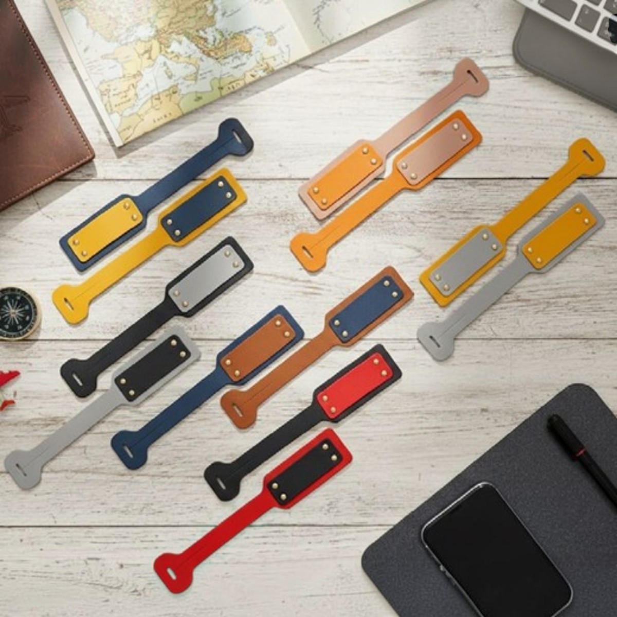 Luggage Tag with Strip - Vegan Leather - Image 3