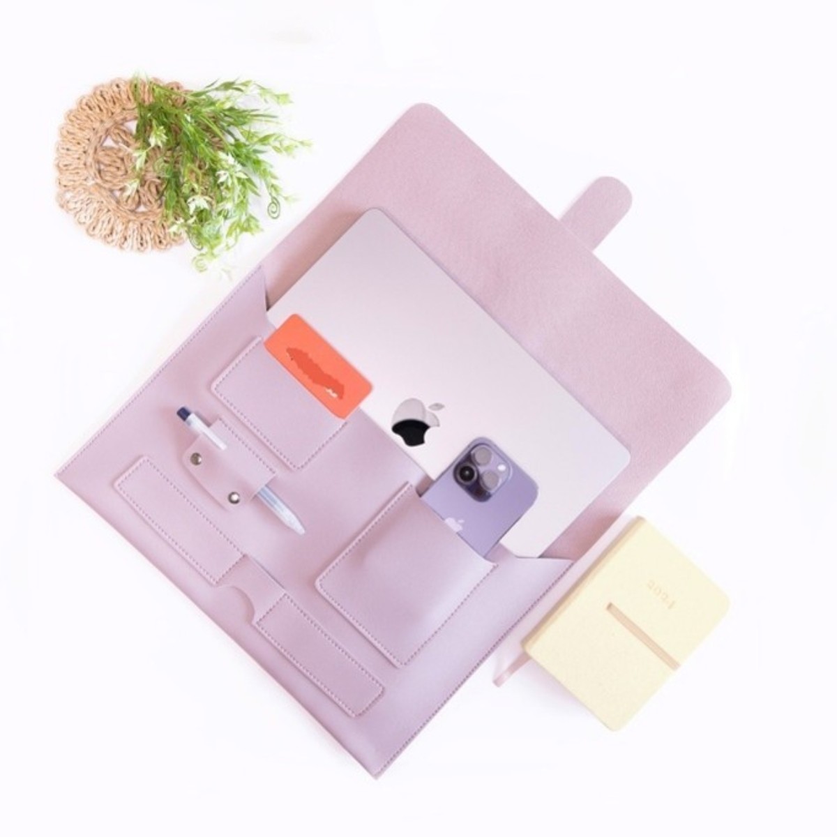 Laptop Sleeve cum Organizer - Vegan Leather