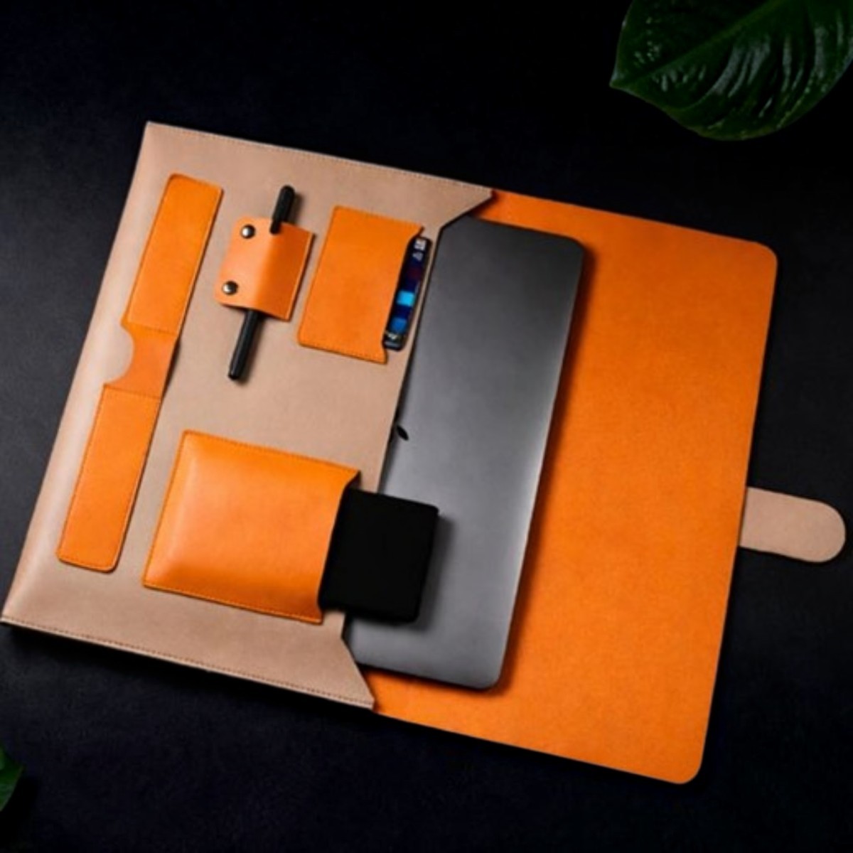 Laptop Sleeve cum Organizer 2 - Vegan Leather