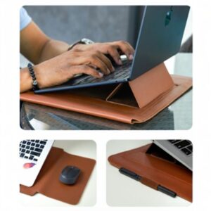 Laptop Sleeve with Stand - Vegan Leather