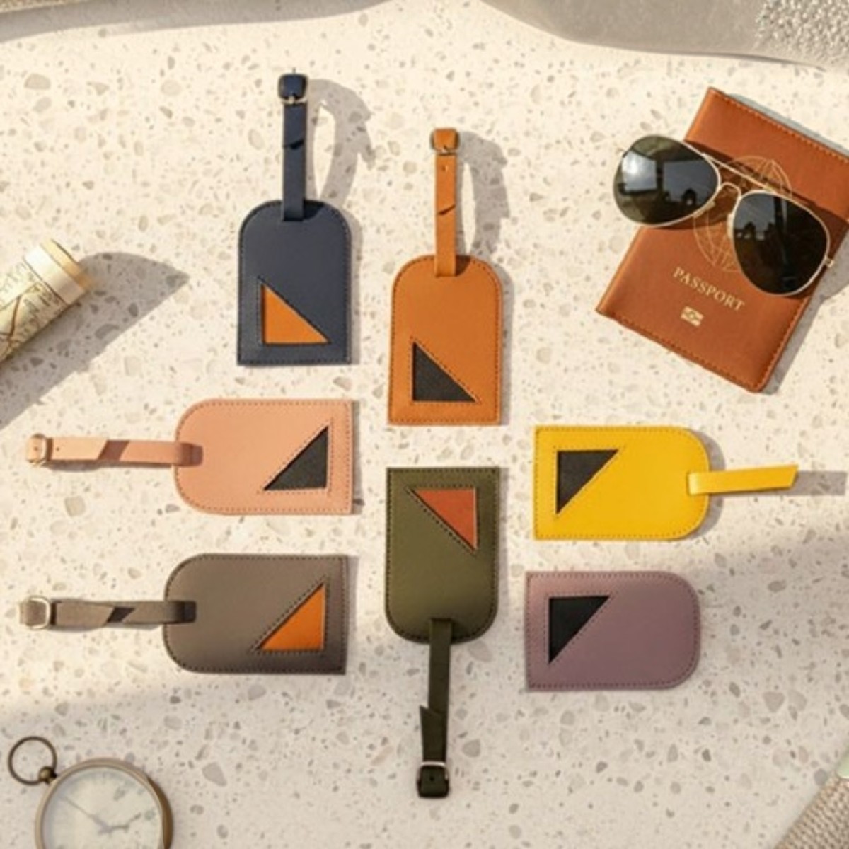 Luggage Tag With Triangle Cut - Vegan Leather